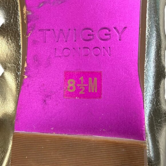 Twiggy London Gold Holiday Party Metallic Perforated Ballet Flats Size 8.5 - Picture 9 of 10